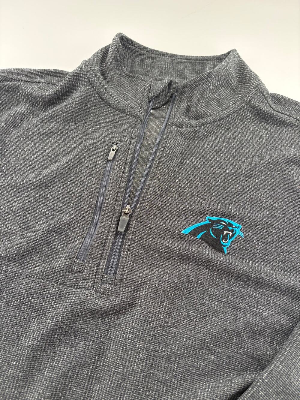 Antigua Carolina Panthers 1/4 Zip Pullover Men's XL Heather Gray NFL